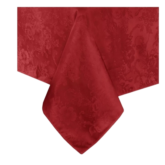 Poinsettia Rectangular Tablecloth & Napkins Approx 98" x 58" Red - Picture 5 of 8